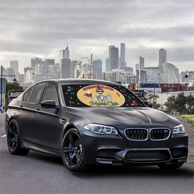 Socira Moms Funny Club Skull Car Windshield Sunshade Mother Umbrella Visor | Foldable Umbrella Cool Sun Shade Cover Sunshade Front Window Cover Car Accessories Mother's Birthday Gifts (57" X 30") - Image 4