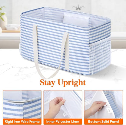 Lifewit Extra Large Tote Bag, Reusable Grocery Bags with Metal Wire Frame and Handles - Image 3