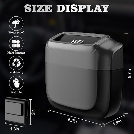 1 Pack Car Trash Can with Lid, Built-in Storage Garbage Bag, Black | Leakproof Car Door Trash Can with Hook, 30pcs Trash Bags, Mini Automotive Garbage Bin for Vehicle, Office, Home - Image 7