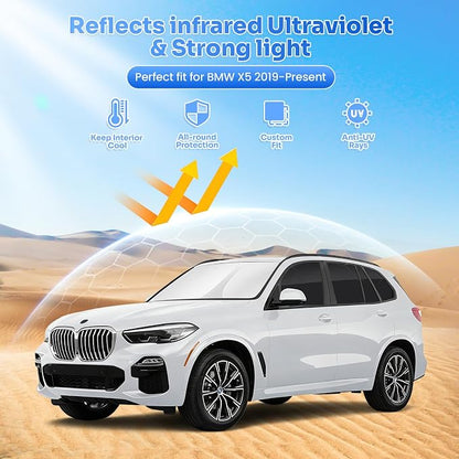 Canvcle Window Shades for 2019-2026 BMW X5 Accessories Windshield Sun Shade Side Rear Window Covers Sunshade Sun Visor Shield Privacy Protection for Camping Keep Vehicle Cool Black 10PCS - Image 2