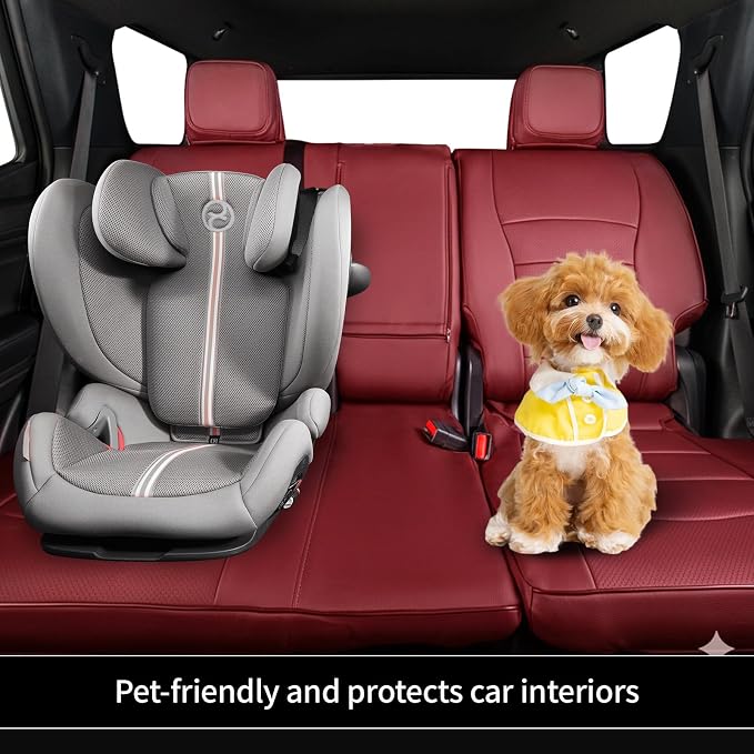 EKR Car Seat Covers Custom Fit for Toyota 4Runner(7 Seats) Full Set | for Toyota 4 Runner 2010-2024 Seat Covers for SUV,Airbag Compatible,Waterproof Pet-resistant,Faux Leather(Burgundy) - Image 6