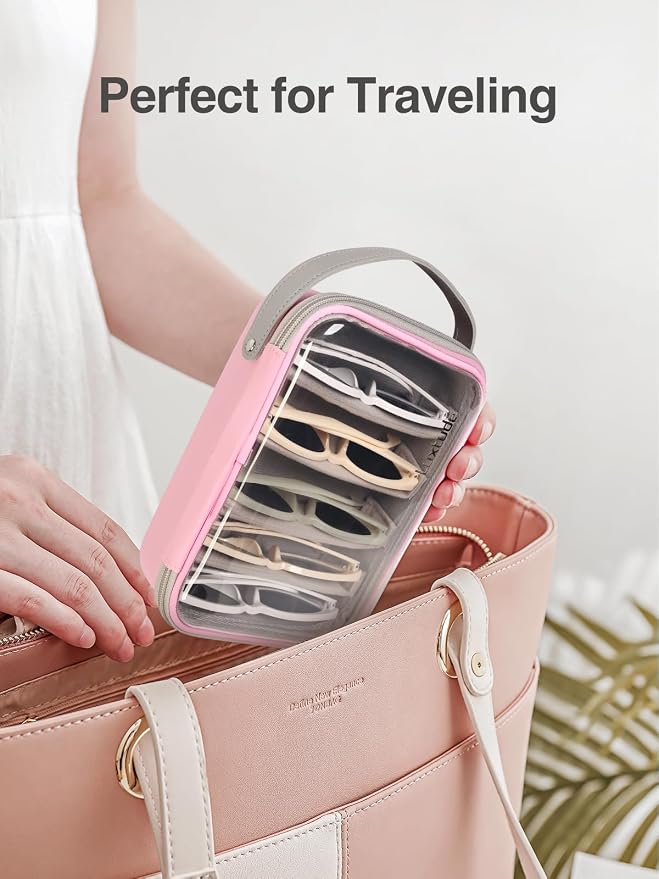 Travel Sunglasses Organizer Case, Clear Sunglasses Travel Case | Glasses Case Multiple Pairs with Adjustable Slots, Hard Shell Sunglass Storage Organizer for Women Men/Camping/Beach etc. - Image 6
