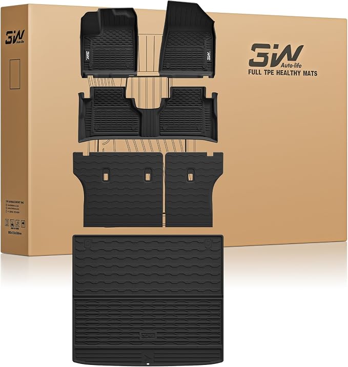 3W Floor Mats & Cargo Liner & Seatback Mats for Nissan Murano 2025 2026 | Full Set: Floor and Cargo Set + Backrest Mat, Max Surface Coverage, TPE All Weather, Easy To Clean, Waterproof by 3W