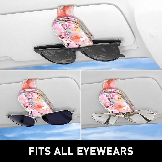 Sunglasses Holder for Car Visor, Magnetic Leather Car Sunglass Holder, Car Sun Visor Glasses Hanger Clip, Car Interior Accessories for Women Men, Fits All Size Eyeglasses - Image 5