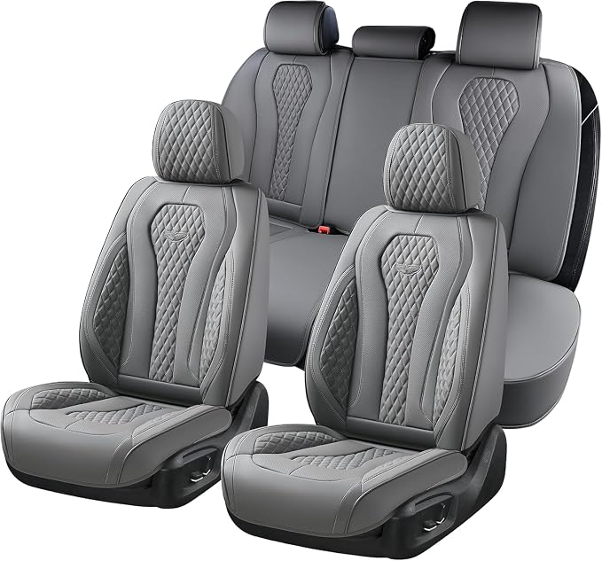 Coverado Car Seat Covers, Gray Seat Covers Full Set, Auto Seat Cover 5 Seats, Car Seat Cushion, Car Seat Covers Front Seats Back Seat Covers, Seat Cover Car Seat Protector Universal Fit Most Cars by COVERADOAUTO