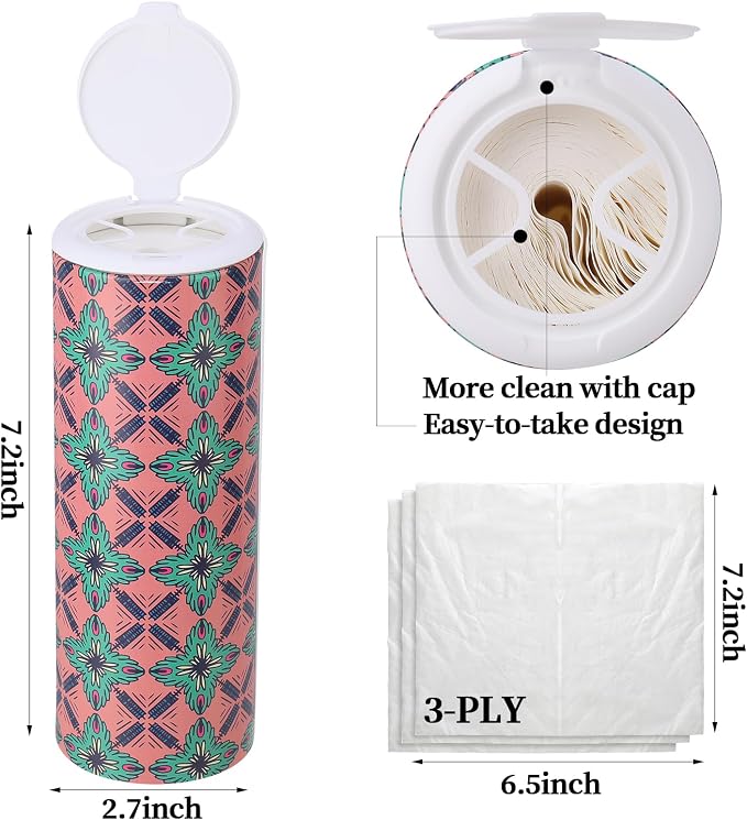 Carson Works Car Tissues Holder 4 Packs Round Car Tissues Cylinder Fit for Car Cup Holder, Home Small Tissue Dispenser with Facial Tissues for Travel Car Bathroom Office - Image 2