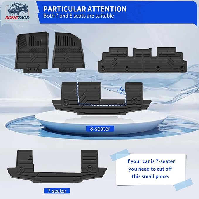 Rongtaod Floor Mats Set for 2022-2025 2026 Nissan Pathfinder 7&8 Seats | Cargo Liner Cargo Mat Trunk Mat TPE All Weather Back Seat Cover Protector 2024 Pathfinder Accessories - Image 4