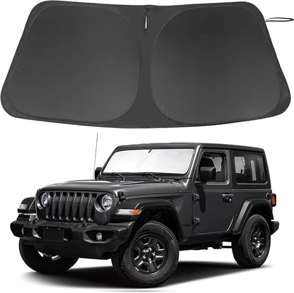Windshield Sun Shade for 2018-2026 Jeep Wrangler JL/4XE | Full covered for windshield, Foldable & Durable, Block UV Rays, Reduce Heat, Easy to install, Keep Car Cooler by LHFLIVE