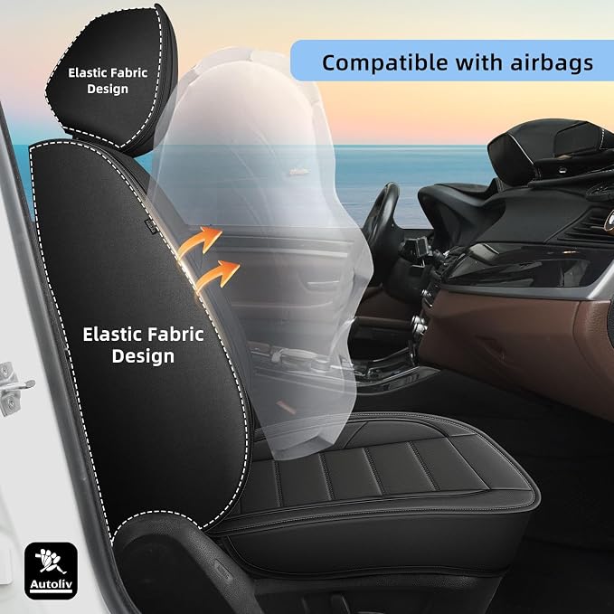 Car Seat Covers Fit for Honda Odyssey 2007-2025 2026 Full Set | Faux Leather Waterproof Automotive Seat Protectors,Compatible with Airbags,Easy to Install,5 Seats Black - Image 4