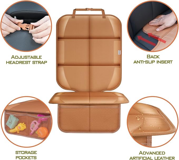 Meolsaek Car Seat Protector for Child Car Seat，Non-Slip Backing No Imprints | Durable Car Seat Mat 600D Fabric, Waterproof Car Seat Cover with Thick Pad - Image 2