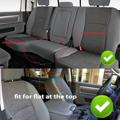 AOMSAZTO Custom Seat Covers for Ram 1500 & 2500 2009-2018 Black&Gray | Pickup Truck Seat Covers, Perfect Fit, Breathable, Waterproof, Premium Faux Leather, for Ram Crew Cab, Airbag Compatible - Image 8