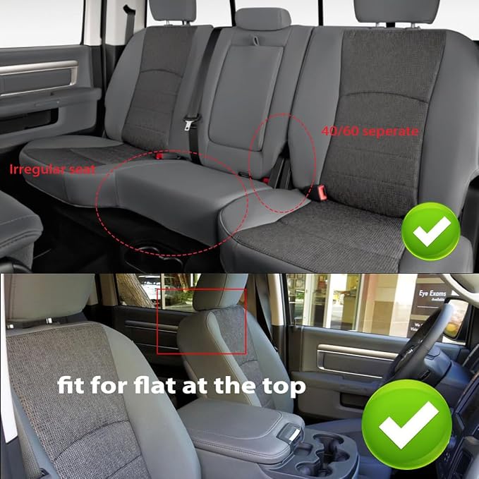 AOMSAZTO Custom Fit Seat Covers for Ram1500 & 2500 2009-2018 Black&Red | Pickup Truck Seat Covers, Perfect Fit, Breathable, Waterproof, Premium Faux Leather, for Ram Crew Cab, Airbag Compatible - Image 8