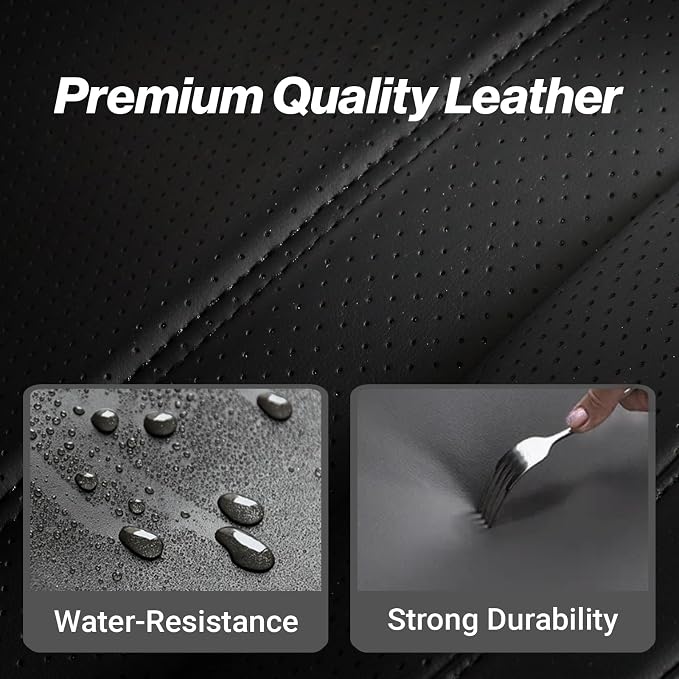 Coverland Custom Car Seat Covers Full Set, 2011-2024 F-450 Super Duty Crew Cab, Super Cab, Airbag Compatible, Water Resistant Leather, Memory Form Back Support Car Seat Cushion (Full Set - Black) - Image 5