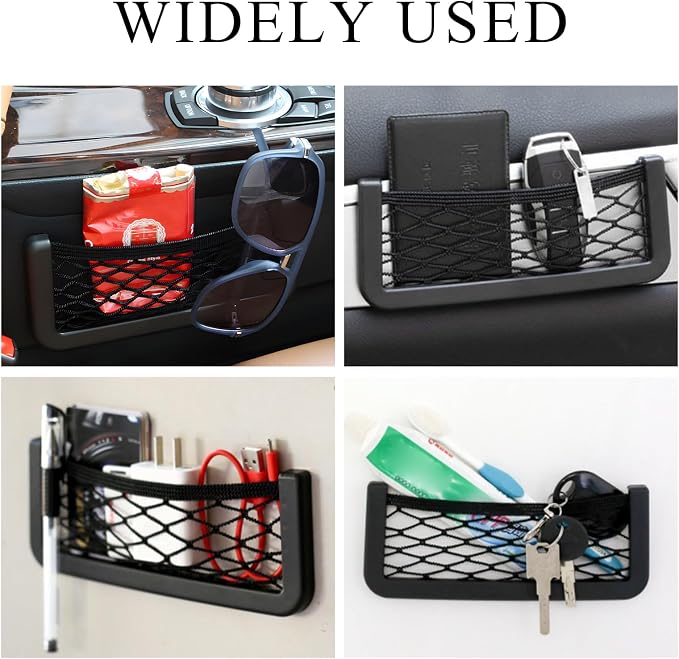 Ohleats 2 PCS Car Pocket Phone Nets, Purse Phone Holder Mesh Storage Bag with Double Sided Tape, Stick on Organizer Seat Side Back Automotive Storage Net Bag, Car Accessories - Image 6