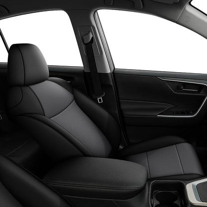 Custom Fit Seat Covers 2019-2025 for Toyota RAV4 Hybrid | Not for XSE&2022-2025 SE Hybrid-Full Set Faux Leather Waterproof Airbag Compatible Car Seat Protectors Black&Gray - Image 4