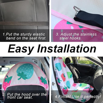 Sweat Towel Car Seat Cover Protector Front Seats for Gym Workout, Running, Swimming, Beach and Hiking, Waterproof Universal Seat Cover for Car, Trucks, Van & SUV (2, Strawberry, Front) - Image 6