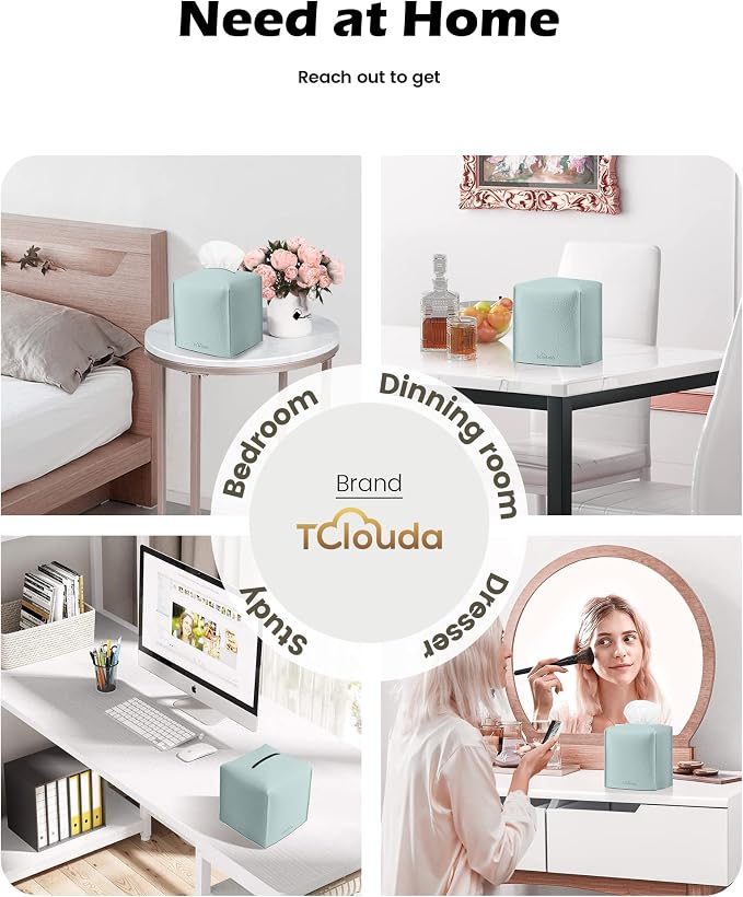 Tissue Box Cover for PU Leather, Modern Simple Solid Color Holder Square Tissue Bag, Ideal for Bathrooms,Office,Car,Outdoor Tent,Dining Table,5"X5"X5", Single Sky Blue - Image 4