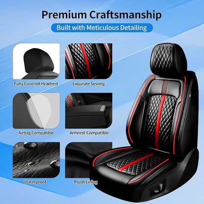 Fit CX-5 Seat Covers Custom Fit for Mazda CX-5 2013-2026, Front Pair | Premium Leather Full Coverage Protectors, Waterproof, Breathable, Scratch Resistant, Easy Wipe, Airbag Compatible, Black+Red - Image 7