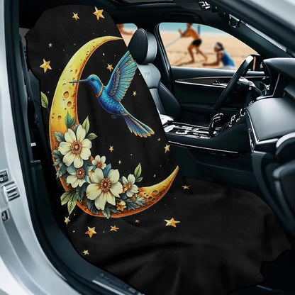 Hummingbird Moon Car Seat Cover Towel Automotive Front Seat Covers | Universal Non Slip Waterproof Sweat Protector with Storage Bag Hummingbird Car Interior Accessories Gym Yoga Beach Towel - Image 2
