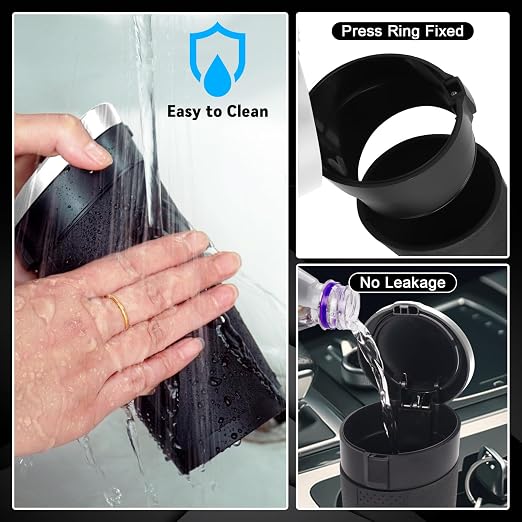 Car Trash Can Bin with Lid - 2 Packs Mini Car Garbage Can Cup Holder-Silver Small Leakproof Vehicle Trash Garbage Can Bin-Automotive Car Organizers and Storage for Back Seat SUV Truck Accessories - Image 5