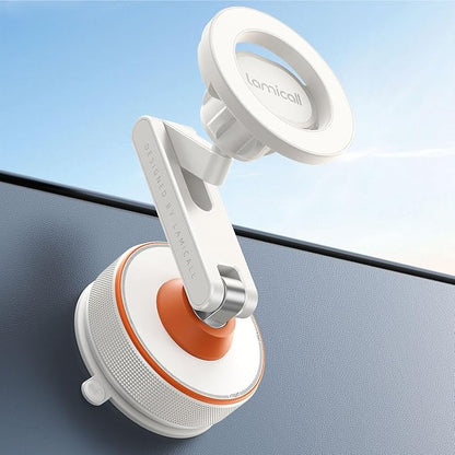 Lamicall Car Phone Holder Mount Ultra Nano Gel & 70+LBS Vacuum Suction Cup | 20X Strong Magnets 360° Phone Holders for Your Car Dashboard Windshield Car Mount for iPhone 17 16 15 Pro Max S26 S25 White by Lamicall