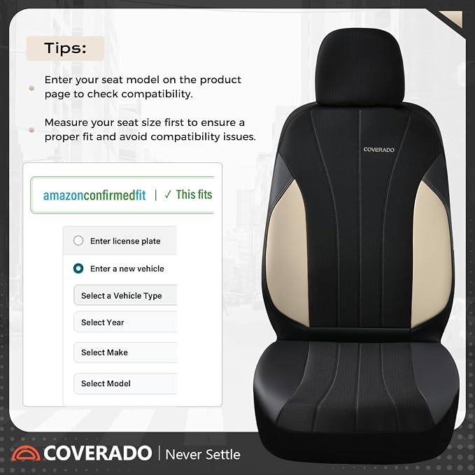 Coverado Car Seat Covers Full Set, Waterproof Automotive Seat Protectors 5 Seats,Beige Driver Protectors Universal Fit for SUVs, Trucks, Sedans,Car Accessories - Image 5