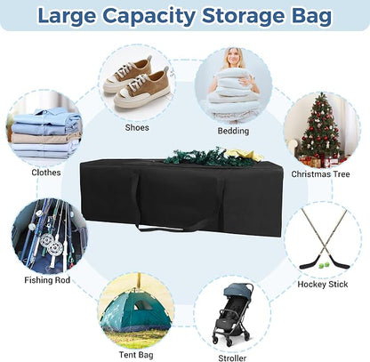 COOLBEBE 56" Sports Duffle Bag - 216L Extra Large Travel Duffel Luggage Bag | Upgrade 2-way Lockable Zippers, Heavy Duty Waterproof Long Duffle Bag for Tent Pole Camping Outdoor Moving (Black 56inch) - Image 6