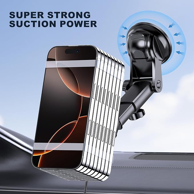 for Mag-Safe Car Mount Charger Dash Windshield Vent Magnetic Phone Holder | Wireless Car Charger with LED Light Car Phone Holder for iPhone 17 16 15 14 13 12 Series for MagSafe - Image 2