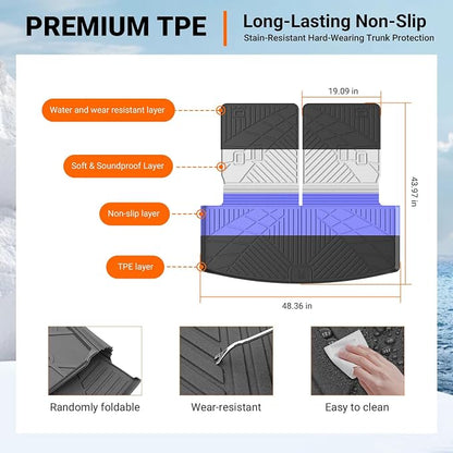 powoq 6&7 Seats Cargo Mat Trunk Mat Compatible with 2020-2026 Ford Explorer | Cargo Liner with Back Seat Protector TPE Replacement for 2020-2026 Ford Explorer Accessories (Trunk Mat with Backrest Mats) - Image 6