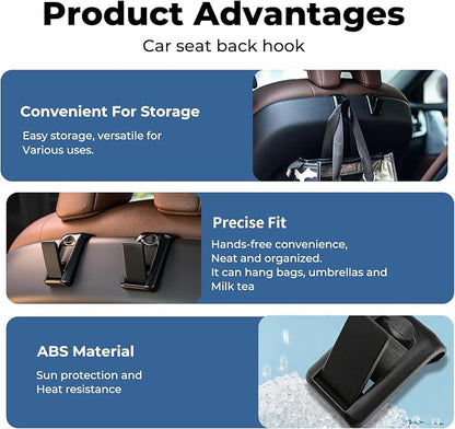 2 Packs Upgraded Foldable Car Seat Headrest Hidden Hooks for Volvo | for Volvo XC90 XC60 S90 S60 V90 V60 60/90 Series Accessories, Storage Organizer for Purse Bag Toy Bottle (Black) - Image 6