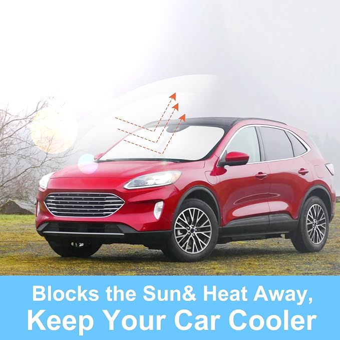 Front Windshield Sun Shade Foldable Car Front Window Sun Shade Windshield Shade Custom Fit for 2020-2026 Ford Escape Block UV Rays Car Accessories Heat Keep Cooler - Image 4