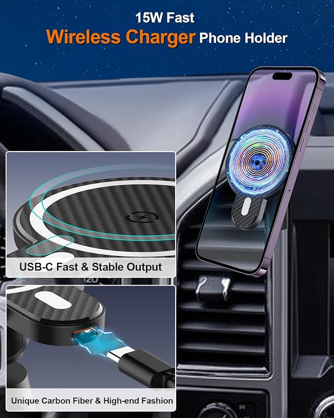 PZK Car Phone Mount for Toyota Camry 2007-2011 Accessories Custom Air Vent | Magnetic 15W Fast Wireless Charger Car Phone Holder with Magsafe 360° Rotation Hands-Free Cell Phone Cradles for iPhone - Image 3