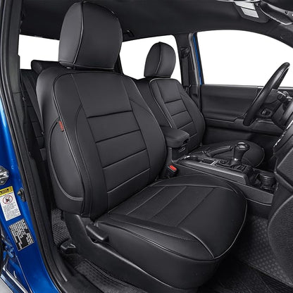 EKR Custom Fit Tacoma Car Seat Covers for Toyota Tacoma 2024 2025 2026 Xtra Cab SR -Full Set,Faux Leather(Black) by EKR