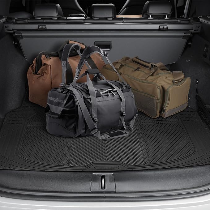 CAR PASS Heavy Duty Rubber Floor Mats Gray Car Mats Full Set with Trunk Cargo Liner - Universal Waterproof Floor Mats for Car SUV Truck, Durable All Weather Automotive Liner Mats (All Black) - Image 6