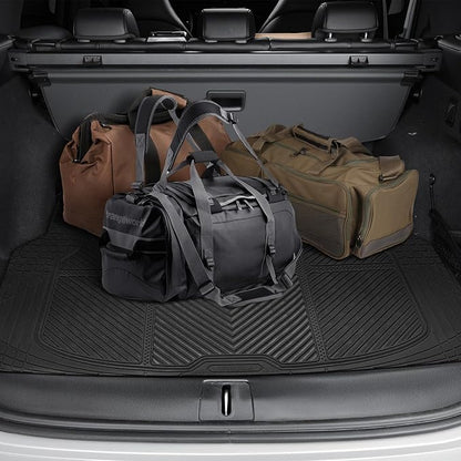 CAR PASS Heavy Duty Rubber Floor Mats Gray Car Mats Full Set with Trunk Cargo Liner - Universal Waterproof Floor Mats for Car SUV Truck, Durable All Weather Automotive Liner Mats (All Black) - Image 6