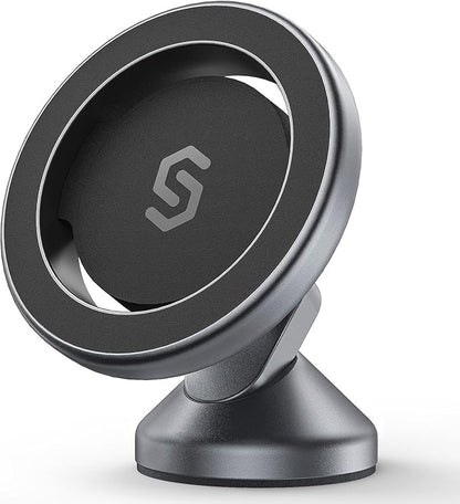 SYNCWIRE MagSafe Car Mount, Adjustable Magnetic Phone Holder, Space Gray | 360° Rotating Strong Magnet Phone Mount with 3M VHB Adhesive, Compatible with iPhone 17/16/15/14/13/12 & MagSafe Cases by SYNCWIRE