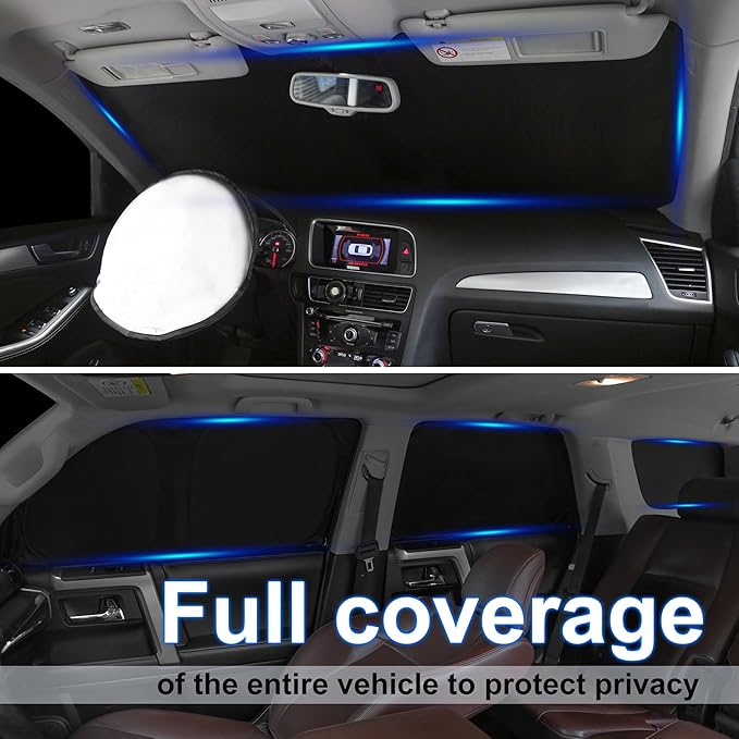 TINGLU Window Shades for Kia Carnival 2022-2026 8PCS Accessories Car Side Full Windows Rear Triangular Windshield Sun Shade Sun UV Rays & Privacy Protection for Camping,Napping,and Relaxing - Image 2