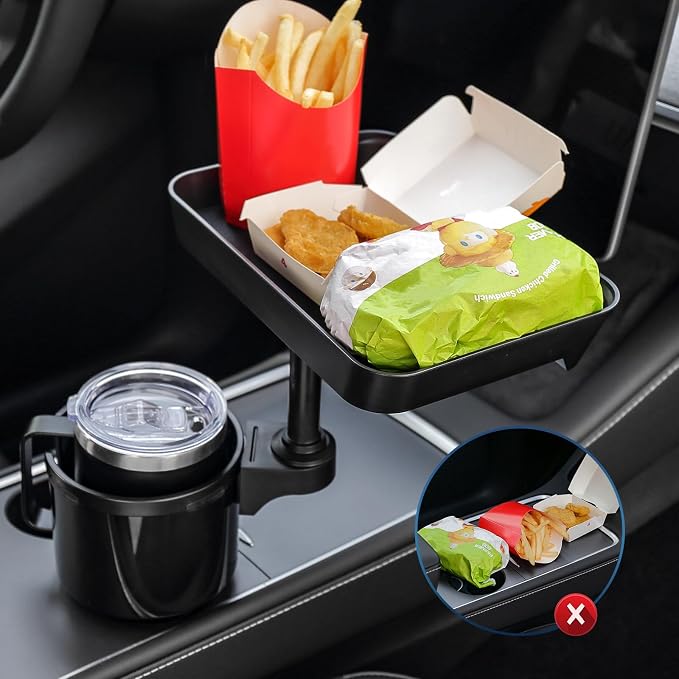 TYKOR Car Cup Holder Tray, 9.5" Car Food Tray Table for Eating | Cup Holder Expander Adapter for Car, Fits Yeti, Hydro Flask, Other Bottles and Mugs in 16-46 oz, Car Road Trip Essentials - Image 6