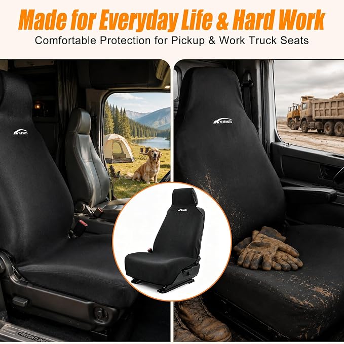 Seat Covers for Trucks, Waterproof Towel Seat Protectors, 2 Pack | 67x30 in Large Size, Sweat-Absorbent Microfiber, Anti-Slip, Quick Drape-On, Front Seat Coverage for Work, Gym, Beach, Pet - Image 4