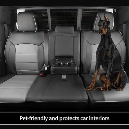 EKR Ram 1500 Seat Covers Custom Fit for (Quad Cab) RAM 1500 Classic Tradesman/Warlock/SLT/Express 2019-2024,Waterproof Black Car Seat Cover for Trucks Full Set-Faux Leather(Black/Gray) - Image 7