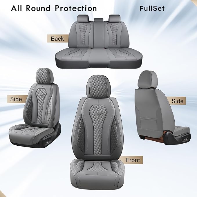 Coverado Car Seat Covers, Gray Seat Covers Full Set, Auto Seat Cover 5 Seats, Car Seat Cushion, Car Seat Covers Front Seats Back Seat Covers, Seat Cover Car Seat Protector Universal Fit Most Cars - Image 7