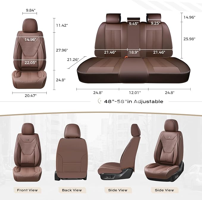 Coverado Car Seat Covers with Lumbar Support, Front Covers for Cars, Universal Automotive Seat Cover, Waterproof, Leather Car Seat Cushion, Interior Seat Protectors for Most Cars - Image 6