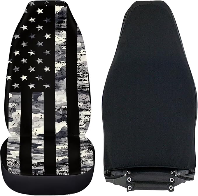 Gray US Flag Front Car Seat Cover 2 Pcs Patriotic Car Seat Covers for Front Seats Removable Automotive Accessories Easy Installation Universal Fit for Cars SUVs and Sedans - Image 5