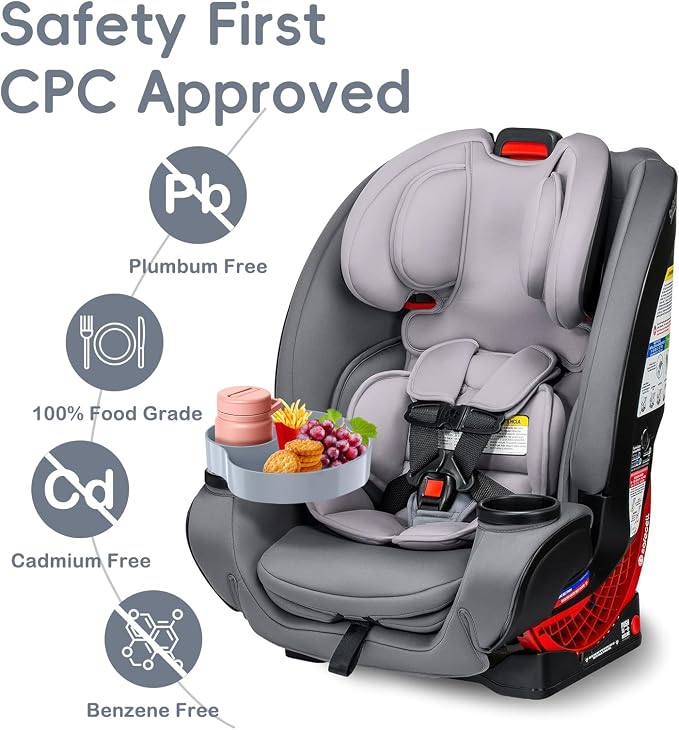 Kids Car Seat Tray, Travel Tray with Cup Holder for Toddler Baby, Kids Car Seat Food Snack Organizer for Road Trip, Stroller snack Organizer Travel Must Haves Toddler Must Haves (Light Grey, 1 PCS) - Image 2