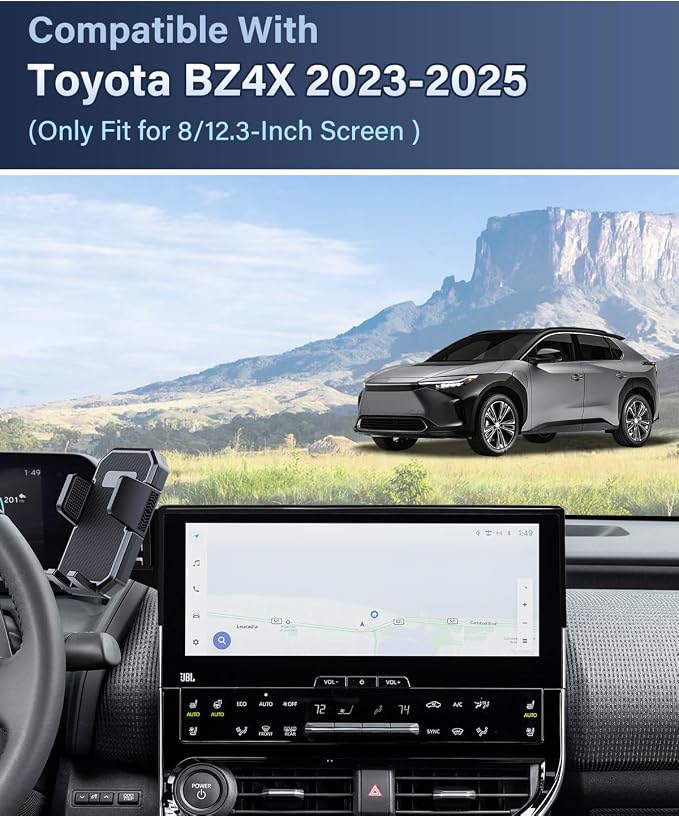 PZK Car Phone Holder for 2023-2026 Toyota BZ4X/ Subaru Solterra Accessories | Custom 8/12.3-Inch Screen Auto Lock Car Phone Mount Fixed Clip 360° Rotation Hands-Free Fit for 4-7 Inch Phones Thick Case - Image 2
