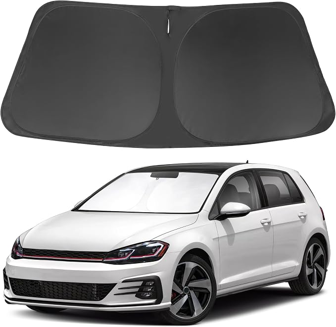 Windshield Sun Shade for 2013-2021 VW Golf GTI/e-Golf/Golf R | Full covered, Foldable & Durable, Block UV Rays, Reduce Heat, Easy to install, Keep Car Cooler by LHFLIVE
