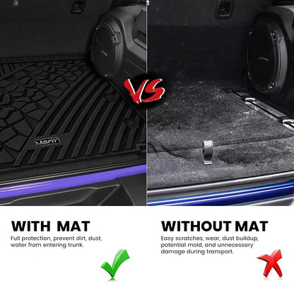 LASFIT Cargo Mat for Jeep Wrangler JL 2018-2026 4 Doors with SUBWOOFER | Not for JK/Not PHEV/Not 2-Door, All Weather, TPE, Custom Fit, Trunk Mat, for Flat Load Floor, Gas Type, Black - Image 6