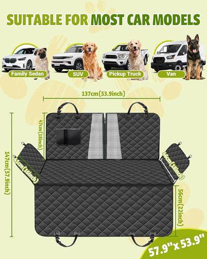 Dog Car Seat Cover, 600D Heavy Dute Car Seat Cover for Dogs Pets, 100% Waterproof Anti-Scratch Nonslip Dog Hammock for Cars, Seat Covers Protector with SeatBelt for Sedan SUV Truck Standard Black - Image 2
