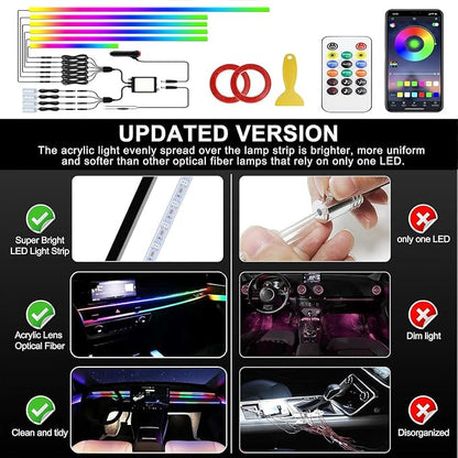 Interior Car LED Strip Lights, Acrylic LED Lights RGB Dreamcolor 10 in 1 with 175 inches 593 LEDs Fiber Optic Ambient Lighting Kits,APP and Remote Control 16 Million Colors Car Neon Lights - Image 6