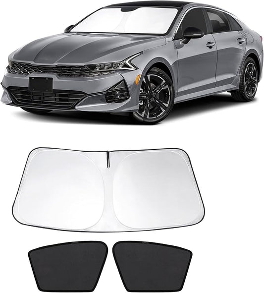 3PCS Car Window Shades Front Windshield Sun Shade Foldable Window Shade Custom Fit for 2021-2024 KIA K5 Accessories Car Shades for Front Windows Anti-UV Rays Block Heat by FannycCargoCover